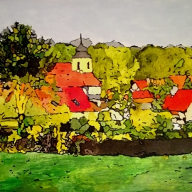 Hřiměždice - pohled od hřbitova