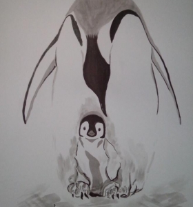 Tučňák s mládětem